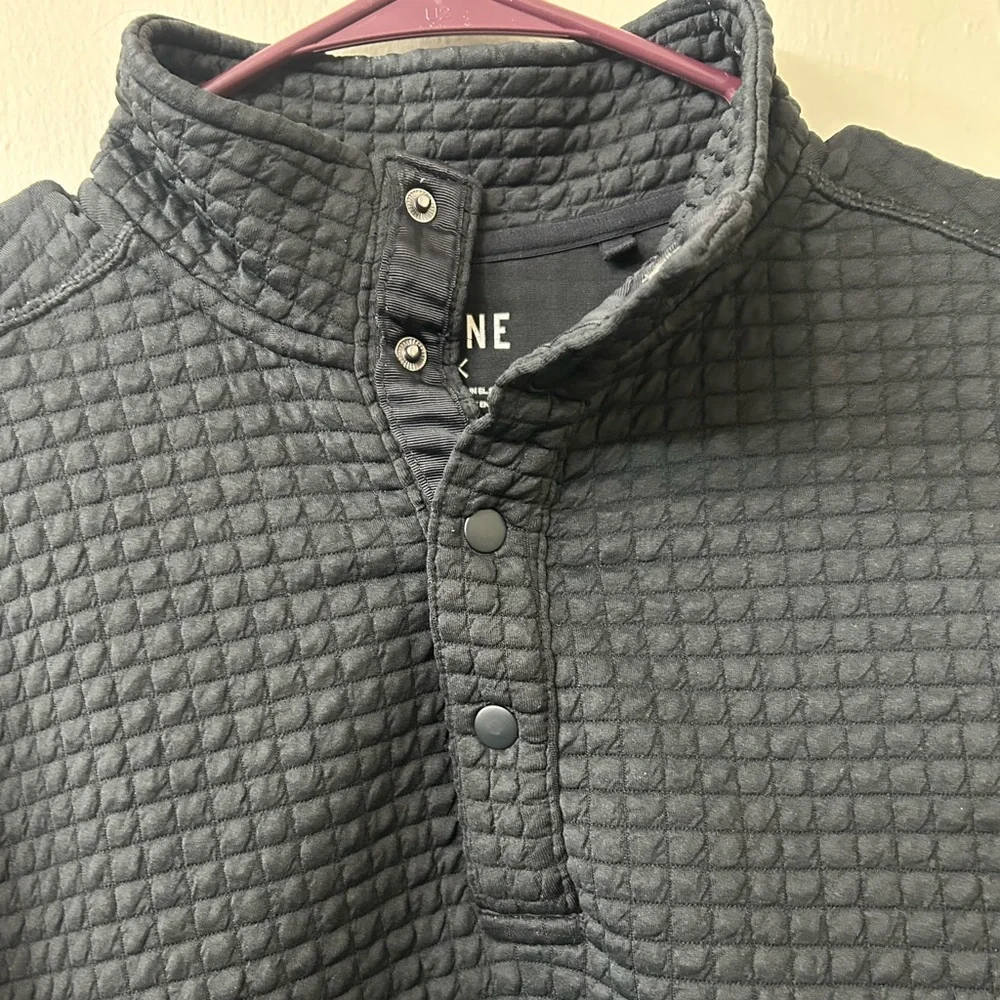 RHONE Men's Black Quilted Snap-Placket Pullover